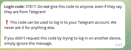 Telegram 验证码内容